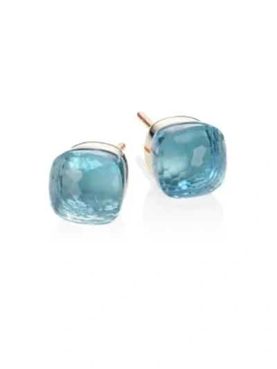 Shop Pomellato Women's 18k Rose Gold & Blue Topaz Stud Earrings
