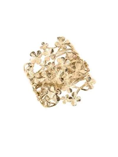 Shop Aurelie Bidermann Tamar Clover Cuff Bracelet In Gold