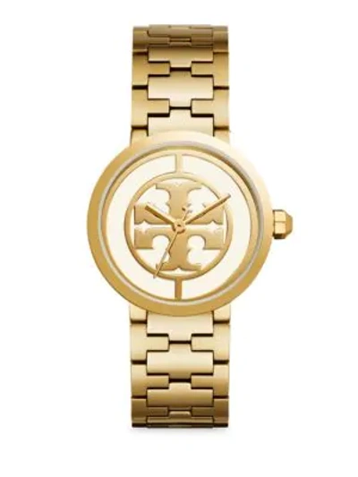 Shop Tory Burch Reva Goldtone Stainless Steel Bracelet Watch In Yellow Gold