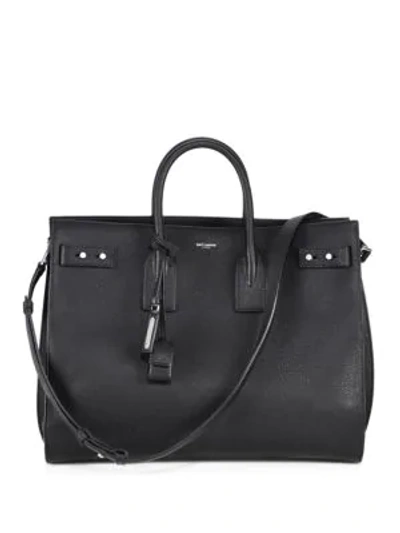 Shop Saint Laurent Carry All Leather Briefcase In Black