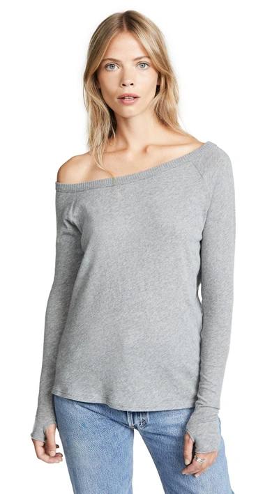 Shop Enza Costa Long Sleeve Off Shoulder Top In Smoke