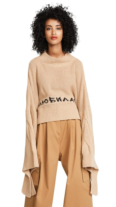 Shop Natasha Zinko Cropped Cashmere Sweater In Beige