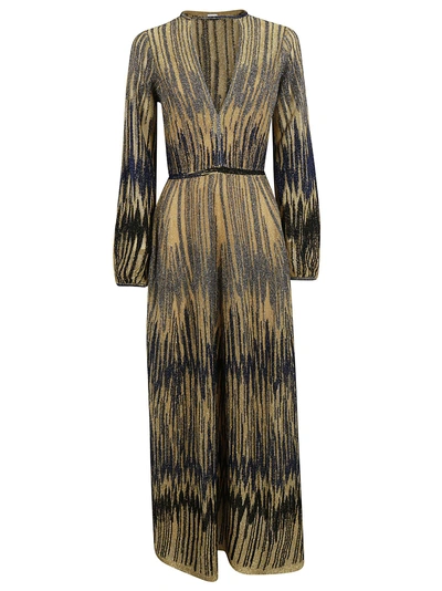 Shop M Missoni Embroidered Maxi Dress In Yellow/blue