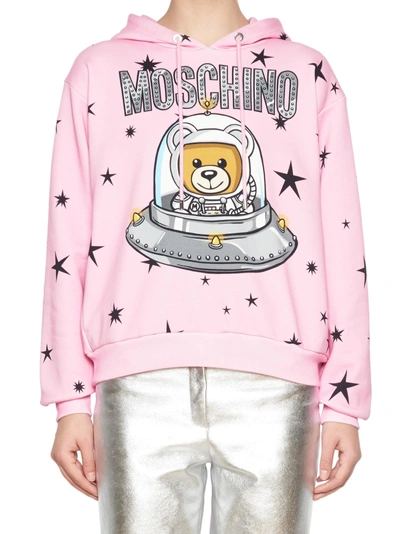 Shop Moschino 'teddy Ufo' Hoodie In Pink