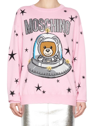 Shop Moschino 'teddy Ufo' Sweater In Pink