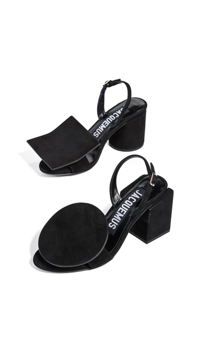 Shop Jacquemus Les Rond Carré Sandals In Black