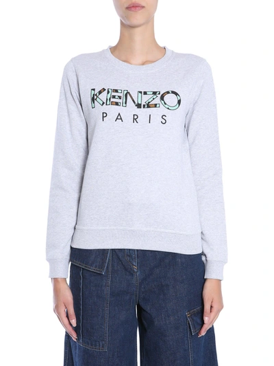 Shop Kenzo Round Collar Sweasthirt In Grigio
