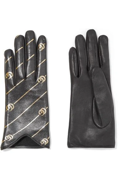 Shop Gucci Printed Leather Gloves