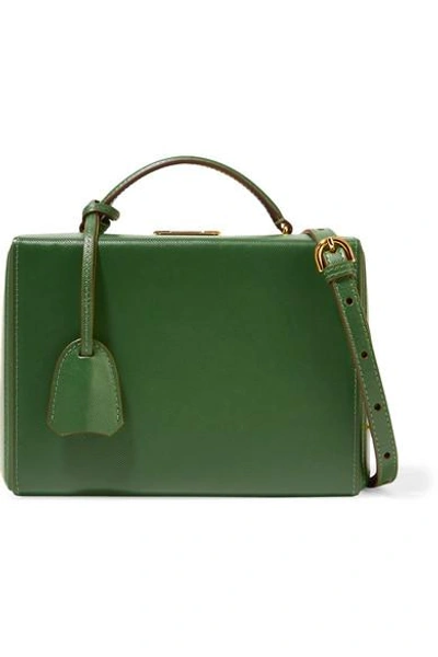 Shop Mark Cross Grace Small Textured-leather Shoulder Bag In Leaf Green