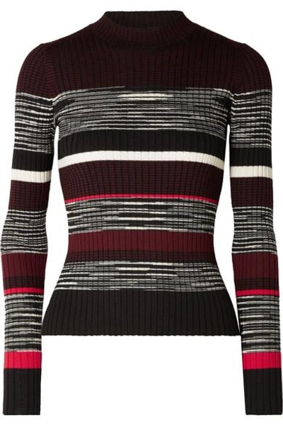 Shop Proenza Schouler Ribbed Striped Wool, Silk And Cashmere-blend Sweater