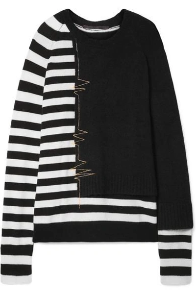 Shop Haider Ackermann Oversized Striped Wool-blend Sweater In Black
