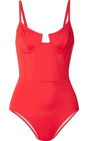 Shop Solid & Striped + Re/done The Hollywood Underwired Swimsuit In Red