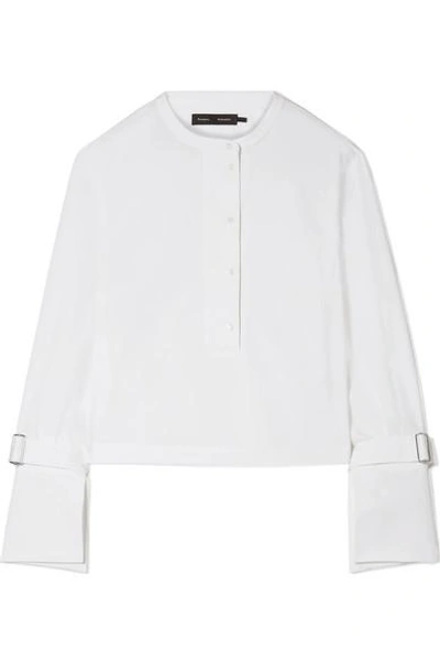 Shop Proenza Schouler Cropped Stretch-cotton Poplin Shirt In White