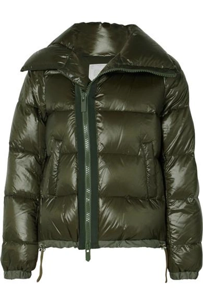 Shop Sacai Quilted Shell Down Jacket In Army Green
