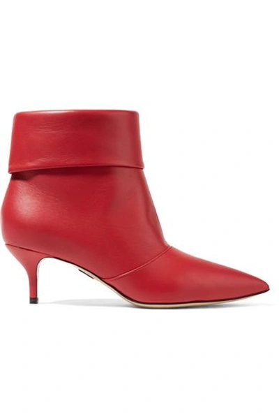 Shop Paul Andrew Banner Leather Ankle Boots In Red