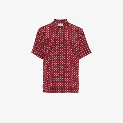 Shop Saint Laurent Stained Glass Window Print Silk Shirt In Red