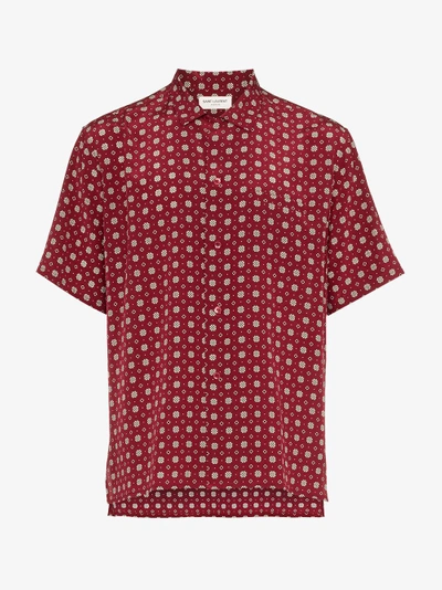 Shop Saint Laurent Stained Glass Window Print Silk Shirt In Red