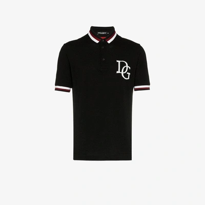 Shop Dolce & Gabbana Logo Embroidered Polo Shirt In Black