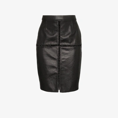 Shop Situationist Black Cut Out Leather Mini Skirt