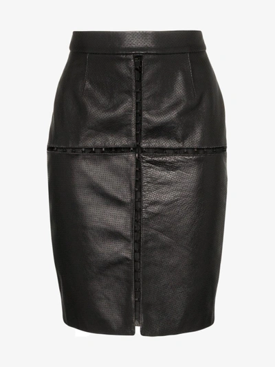 Shop Situationist Black Cut Out Leather Mini Skirt