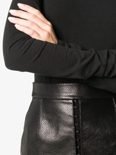 Shop Situationist Black Cut Out Leather Mini Skirt