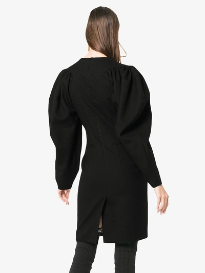 Shop Situationist Voluminous Sleeve Open Front Wool Dress In Black