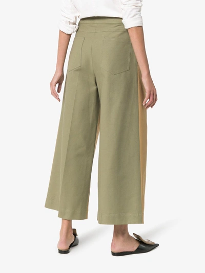 Shop Rejina Pyo High Waisted Cropped Cotton Trousers In Nude/neutrals