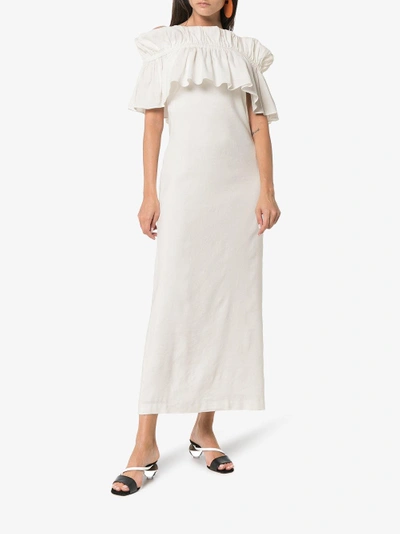 Shop Rejina Pyo White Off Shoulder Ruffle Maxi Dress
