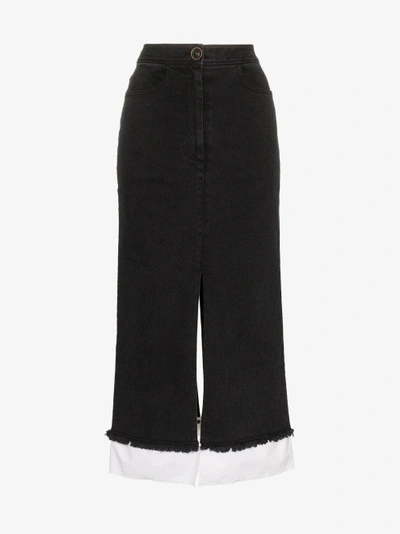 Shop Rejina Pyo High-waisted Denim Midi Skirt In Black