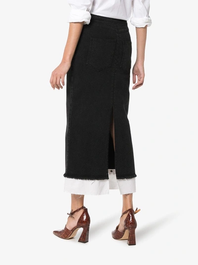 Shop Rejina Pyo High-waisted Denim Midi Skirt In Black