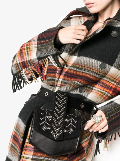 Shop Okhtein Black Rodhawk Wristlet Leather Belt Bag