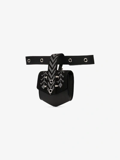 Shop Okhtein Black Rodhawk Wristlet Leather Belt Bag