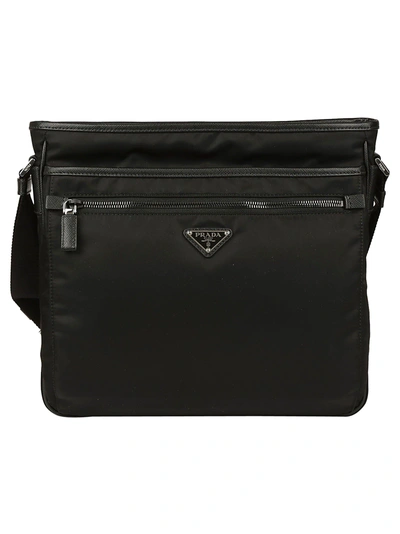 Shop Prada Zip Messenger Bag In Black