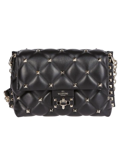 Shop Valentino Garavani Candystud Medium Shoulder Bag In Black