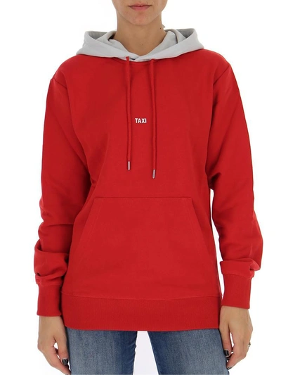 Helmut Lang Hong Kong Taxi Printed Cotton jersey Hoodie In Red