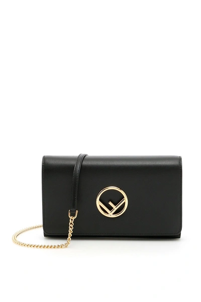 Shop Fendi Logo Wallet On Chain Bag In Black