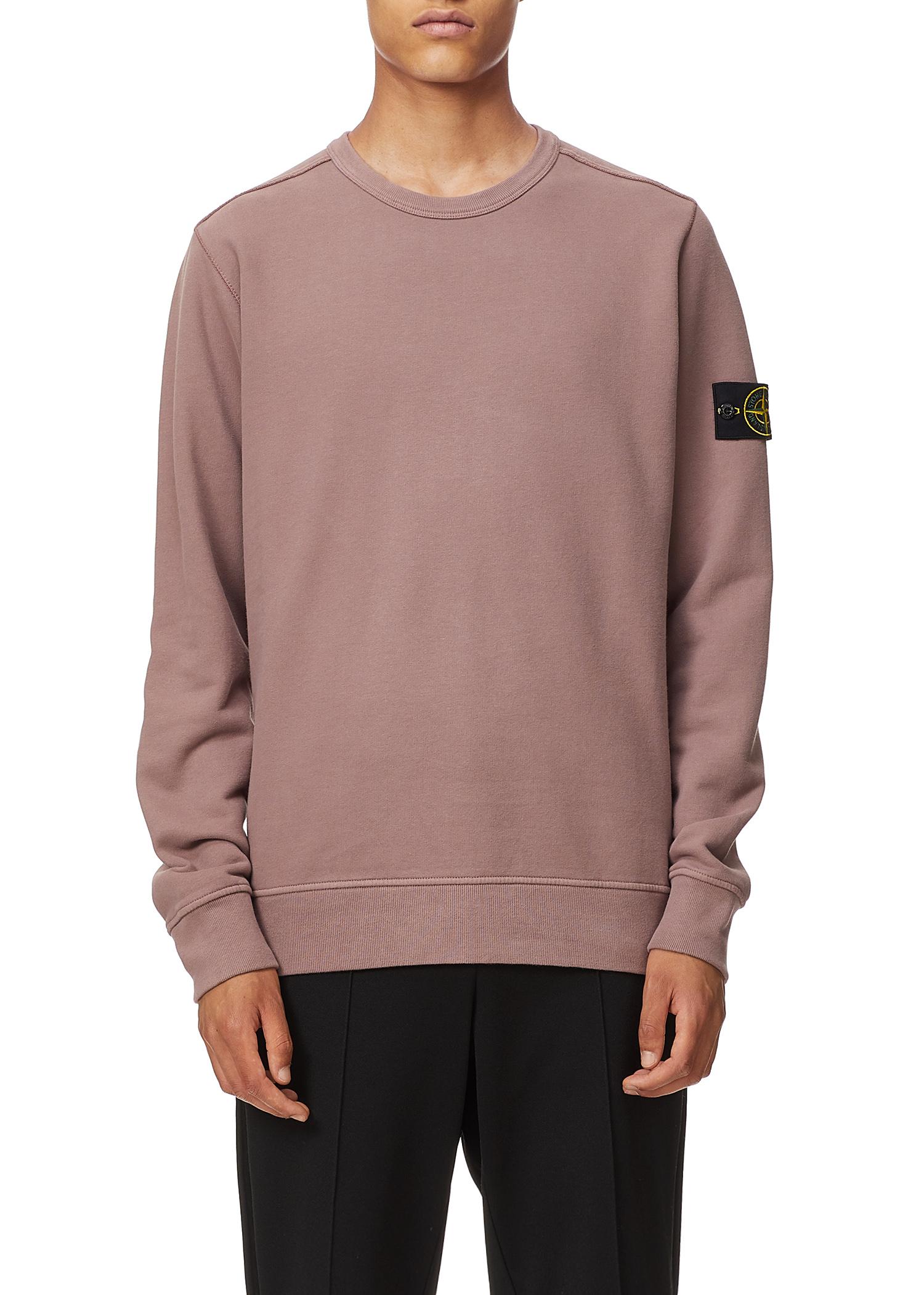 Stone Island Patch Logo Crewneck Sweatshirt In Rose Quartz | ModeSens