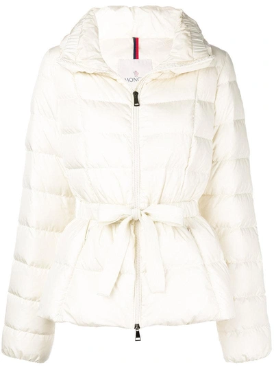 Shop Moncler Padded Winter Jacket - Neutrals