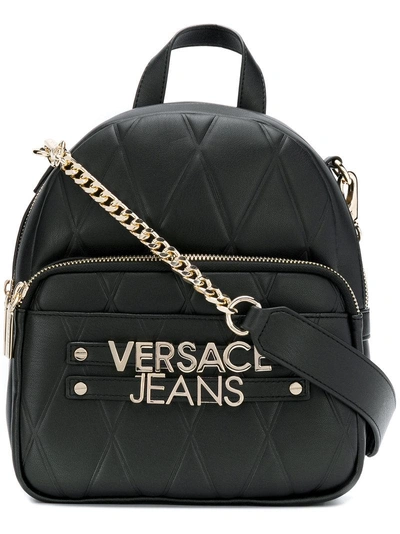 Shop Versace Jeans Quilted Mini Backpack - Black