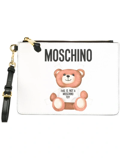 Shop Moschino Toy Bear Paper Cut Out Clutch - White