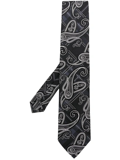 Shop Etro Printed Design Tie - Black