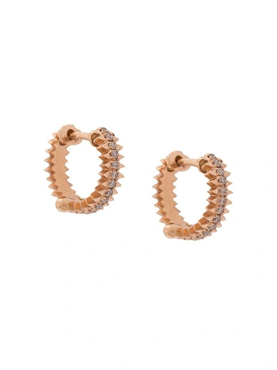 Shop Eva Fehren Small Chunky Embellished Hoop Earrings - Metallic