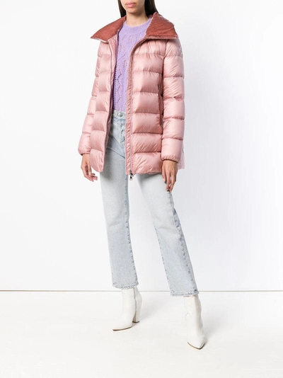Moncler Torcol Puffer Coat W/ Velvet Collar In Pink | ModeSens