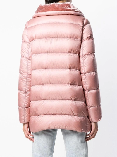 Shop Moncler Zipped Puffer Jacket In Pink