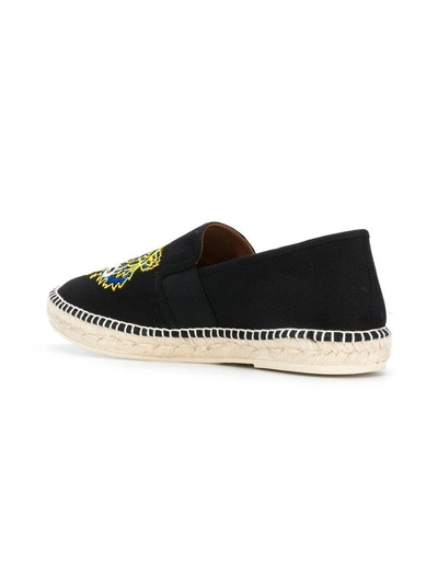 Shop Kenzo Tiger Embroidered Espadrilles - Black