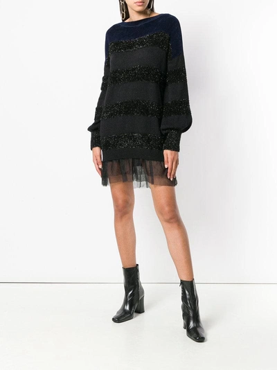 Shop Liu •jo Liu Jo Long-sleeve Striped Dress - Black
