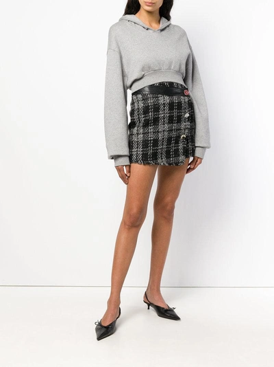 Shop Liu •jo Bouclé Checked Mini Skirt In Grey
