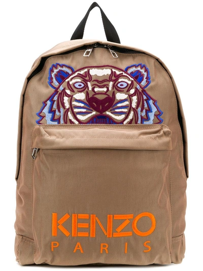 Shop Kenzo Tiger Canvas Backpack In Brown