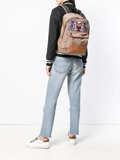 Shop Kenzo Tiger Canvas Backpack In Brown