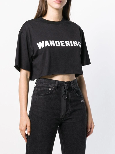 Shop Wandering Cropped Logo T-shirt - Black